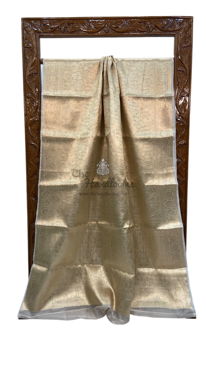 Pure Kora Tissue Tanchui Handloom Banarasi Saree - The Handlooms