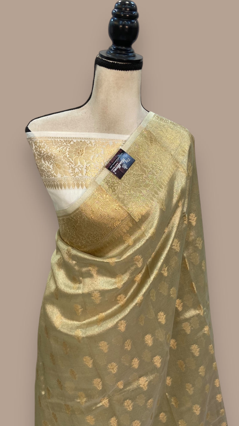 Pure Kora Tissue Handloom Banarasi Saree - The Handlooms