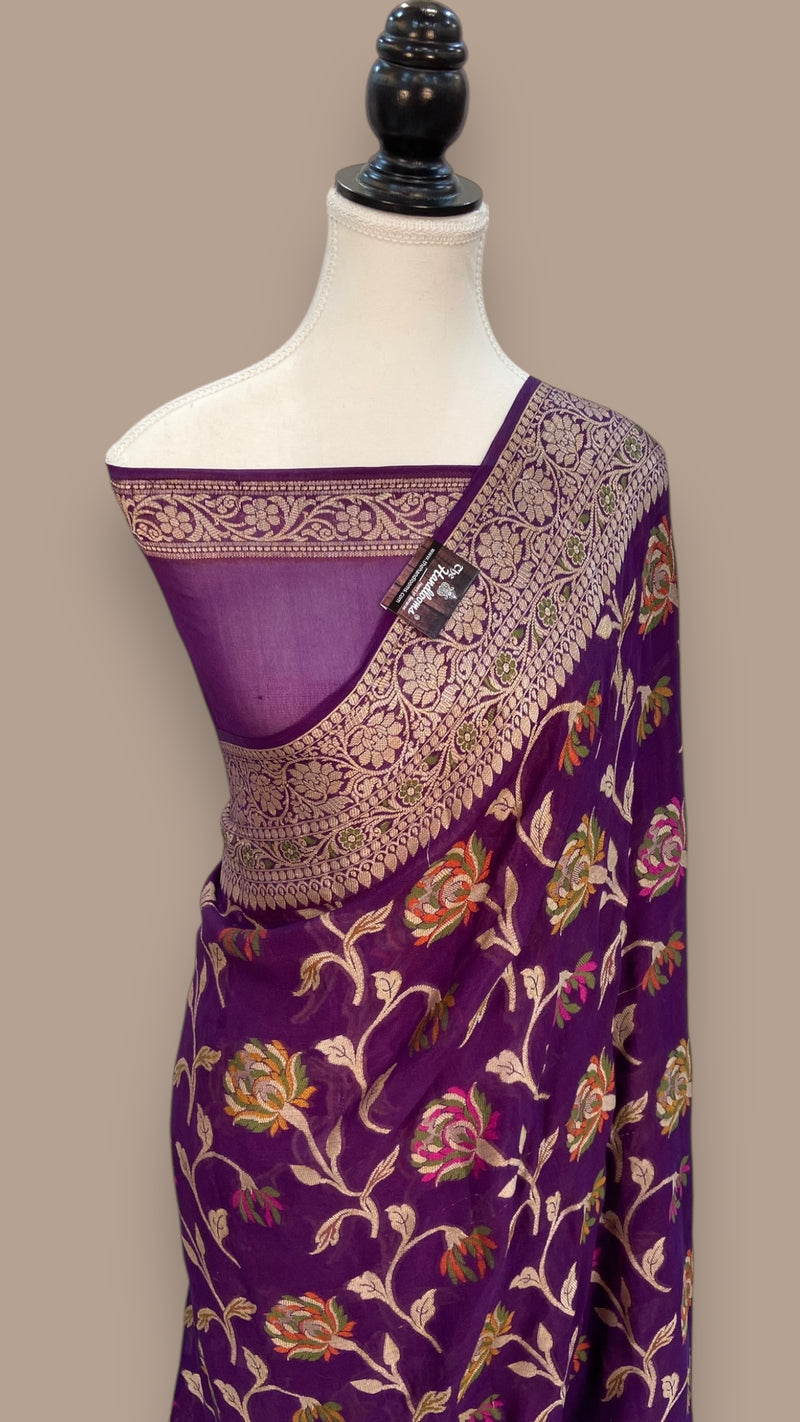 Pure Chiffon Khaddi Banarasi Saree - The Handlooms