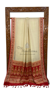 Off-white Pure Chiffon Khaddi Banarasi Saree - The Handlooms