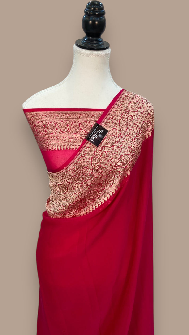 Khaddi Georgette Handloom Banarasi Saree - The Handlooms