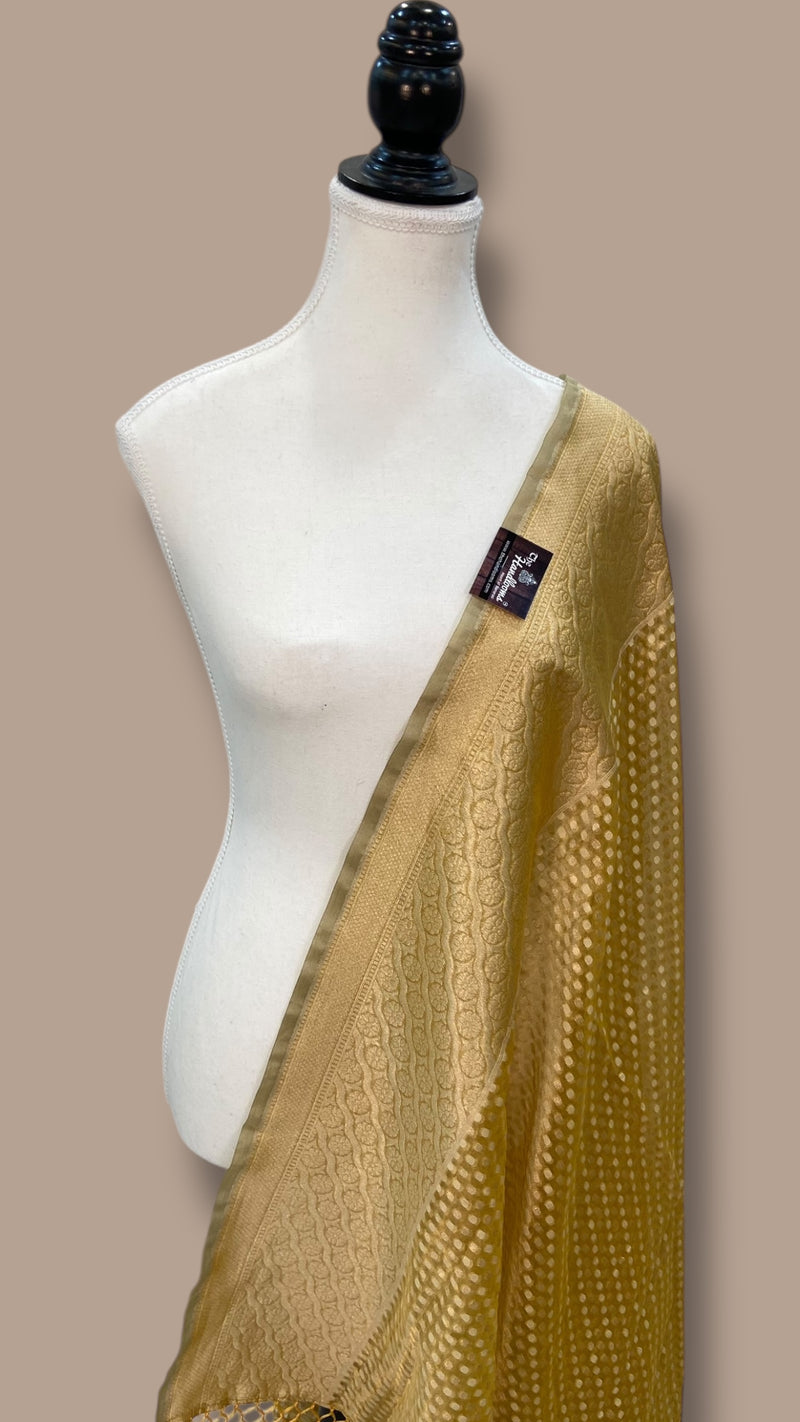 Pure Tissue Reshmi Zari Banarasi Brocade Handloom Dupatta - The Handlooms