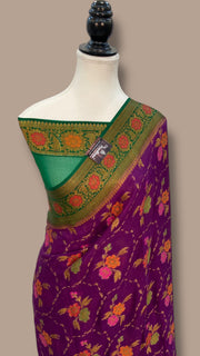 Pure Chiffon Khaddi Banarasi Saree - The Handlooms