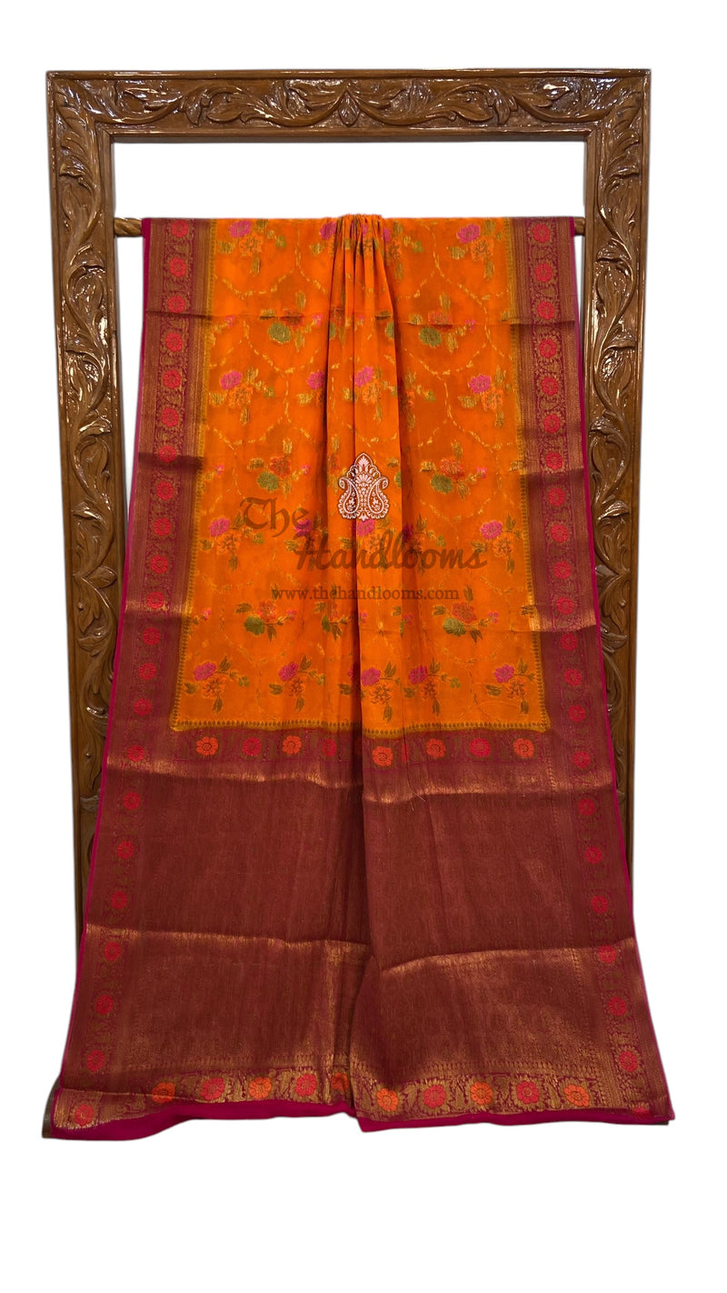 Pure Chiffon Khaddi Banarasi Saree - The Handlooms