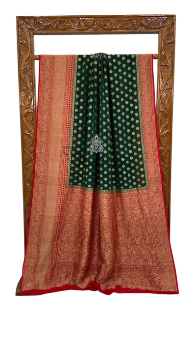 Khaddi Georgette Handloom Banarasi Saree -  Antique zari