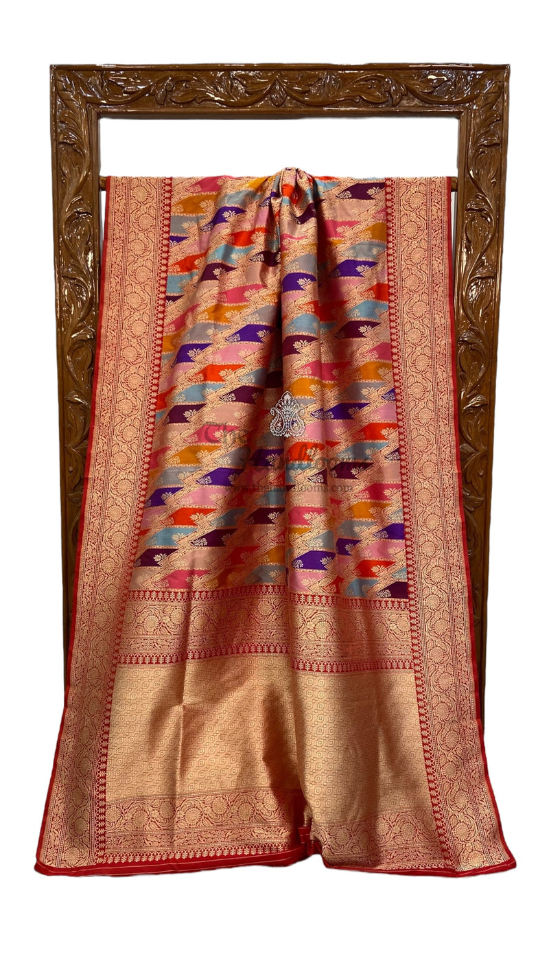 Ektara Pure Katan Silk Banarasi Handloom Saree - All over kadiyal Jaal work - The Handlooms