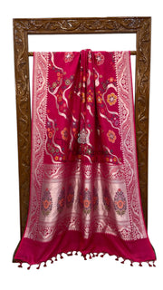 Tussar Georgette Handloom Banarasi Saree With Meenakari - The Handlooms