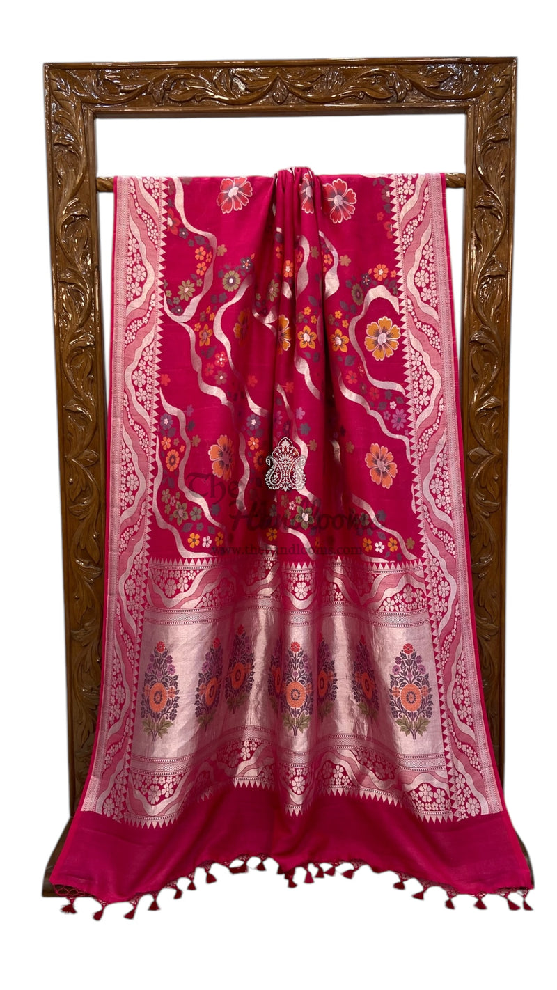 Tussar Georgette Handloom Banarasi Saree With Meenakari - The Handlooms