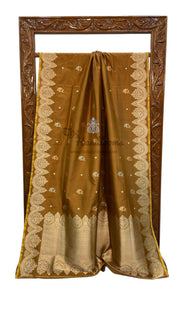 Pure Katan Silk Banarasi Handloom Saree - All over Sona Roopa Kadua motifs - The Handlooms