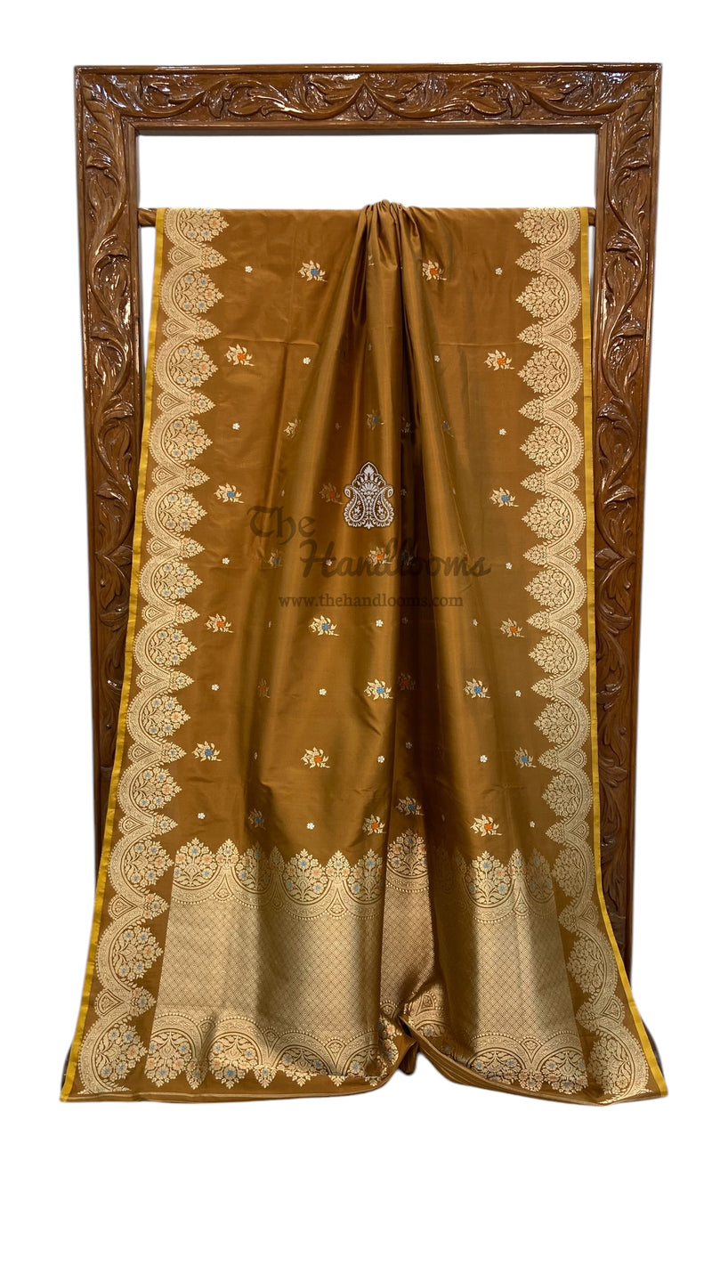 Pure Katan Silk Banarasi Handloom Saree - All over Sona Roopa Kadua motifs - The Handlooms