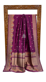 Pure Katan Silk Banarasi Handloom Saree - All over Sona Roopa Kadua motifs - The Handlooms