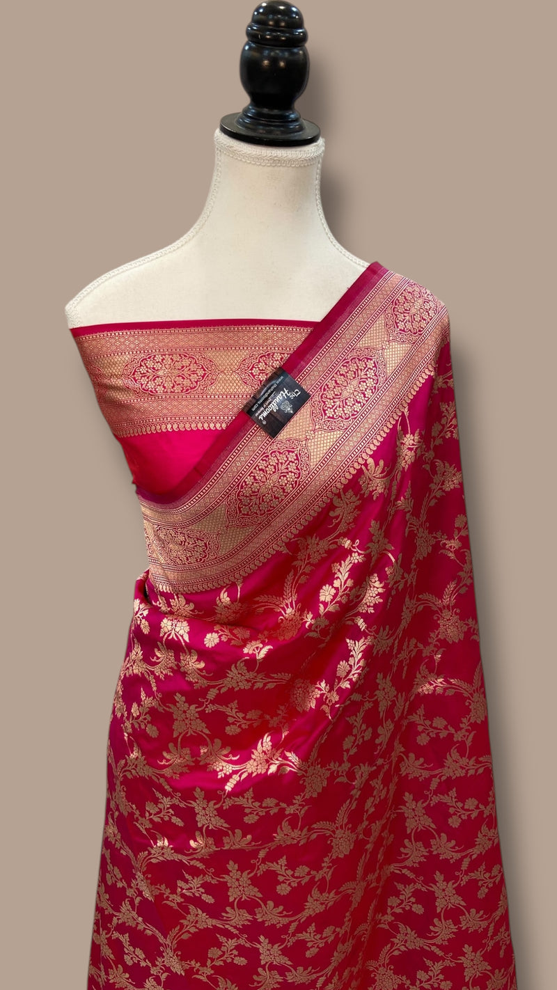 Pure Katan Silk Banarasi Handloom Saree - All over jaal work - The Handlooms