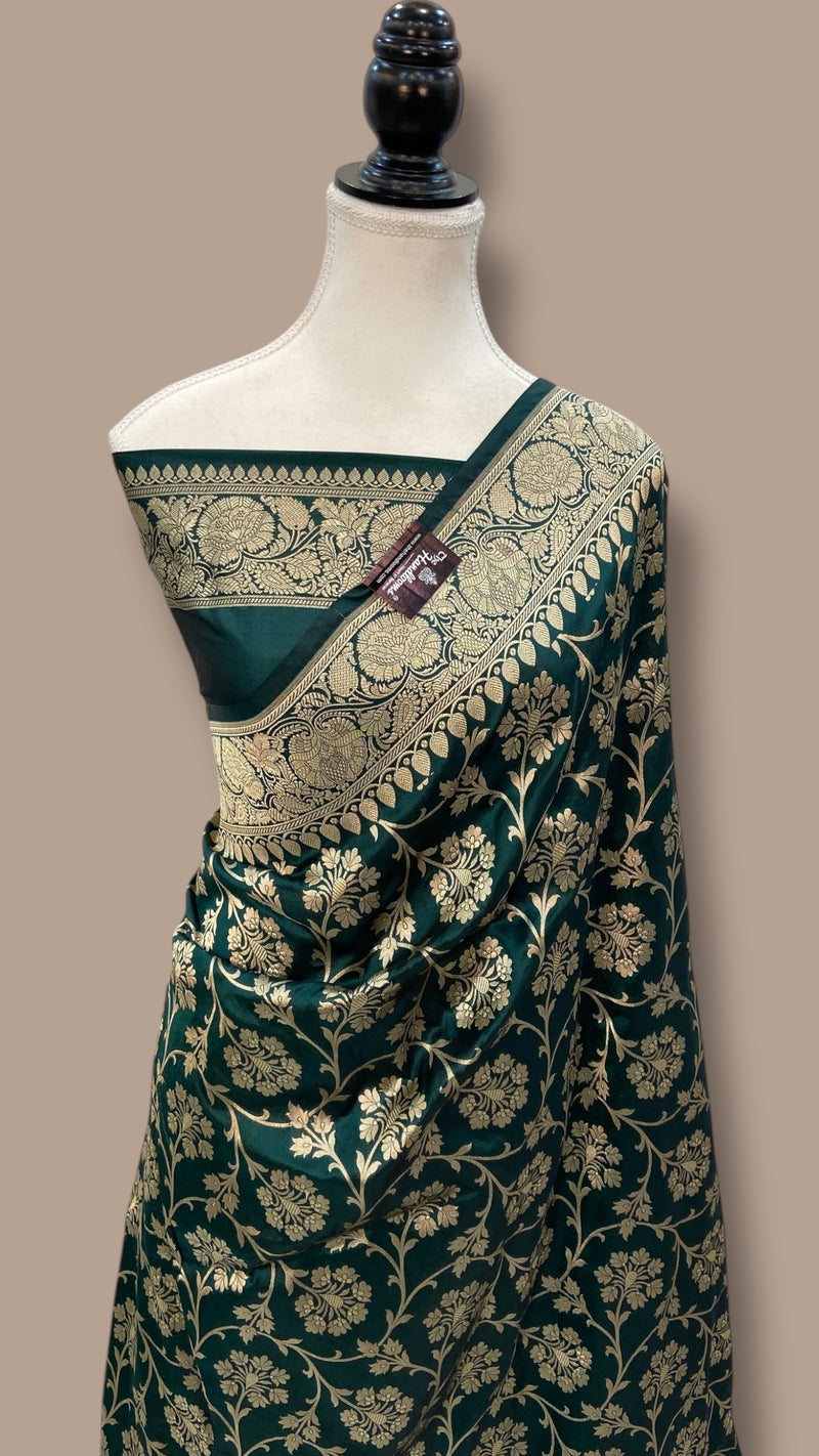 Pure Katan Silk Banarasi Handloom Saree - All Over Jaal Work - The Handlooms