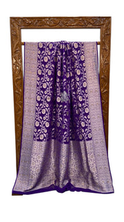 Khaddi Georgette Handloom Banarasi Saree with Siroski Stone Work - The Handlooms