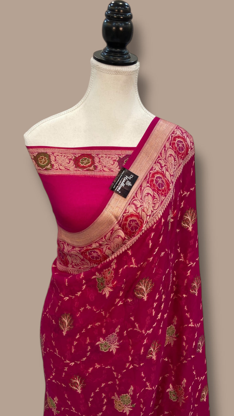 Pure Chiffon Khaddi Banarasi Saree - The Handlooms