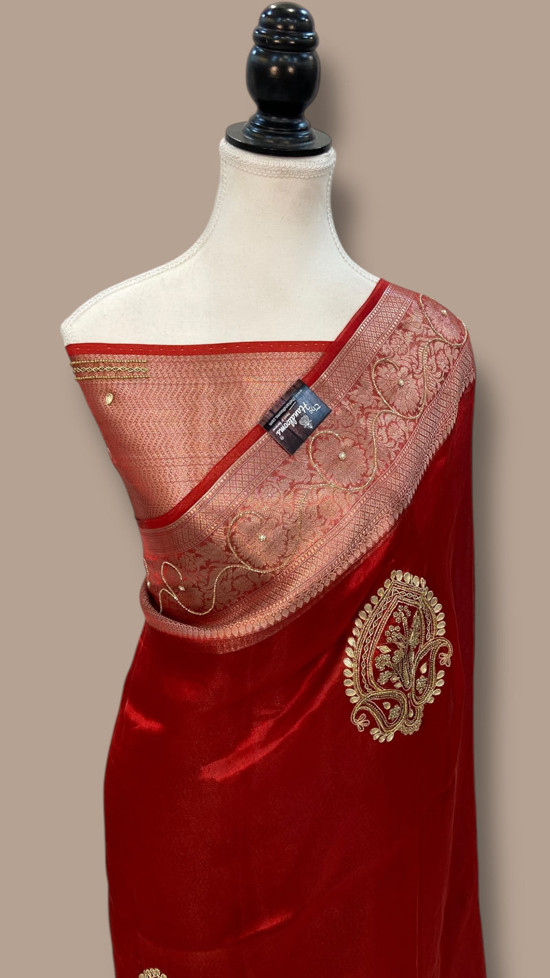 Pure Kora Tissue Handloom Banarasi Saree - Handwork - The Handlooms