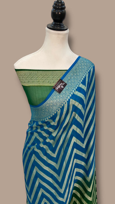 Green Pure Chiffon Khaddi Banarasi Saree