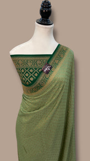 Pure Khaddi Crepe Georgette Handloom Banarasi Saree - The Handlooms