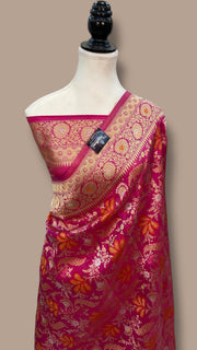 Pure Katan Silk Banarasi Handloom Saree - All over Jaal Work With Meenakari - The Handlooms
