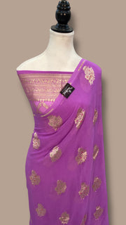 Pure Khaddi Georgette Banarasi Saree -  water zari - The Handlooms