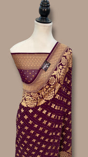 Pure Georgette Banarasi Bandhej Handloom Saree - The Handlooms