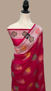 Tussar Georgette Handloom Banarasi Saree With Meenakari - The Handlooms