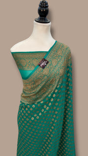 Khaddi Georgette Handloom Banarasi Saree -  Antique zari - The Handlooms