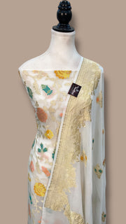 Khaddi Georgette Banarasi Dress material with Meenakari - The Handlooms