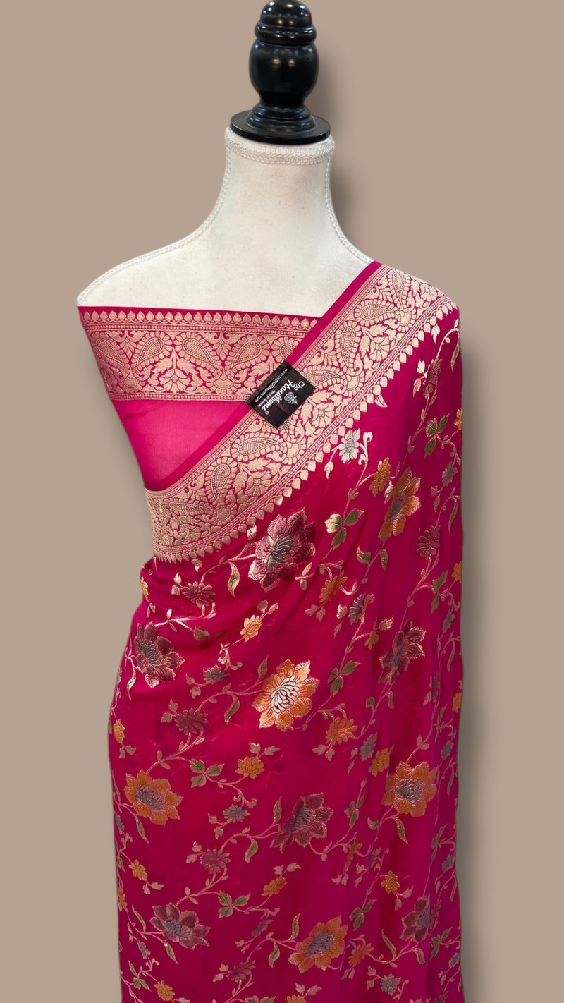 Pure Khaddi Georgette Handloom Banarasi Saree - The Handlooms