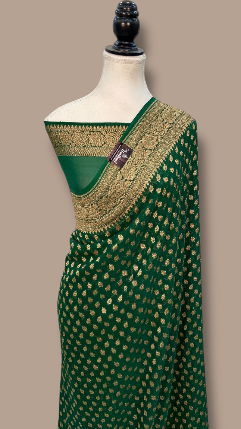 Pure Khaddi Georgette Handloom Banarasi Saree - The Handlooms