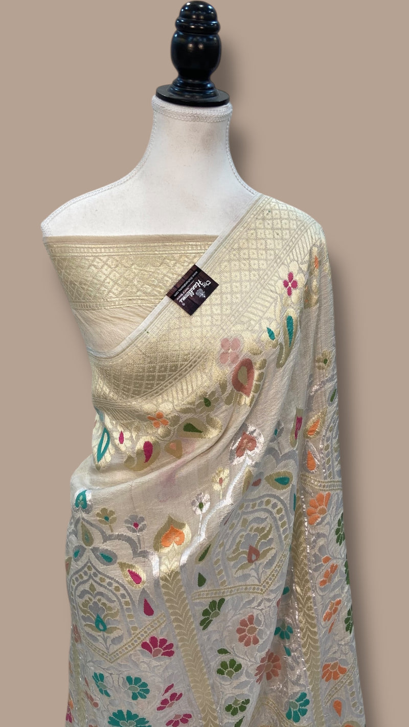 Tussar Georgette Handloom Banarasi Saree - The Handlooms
