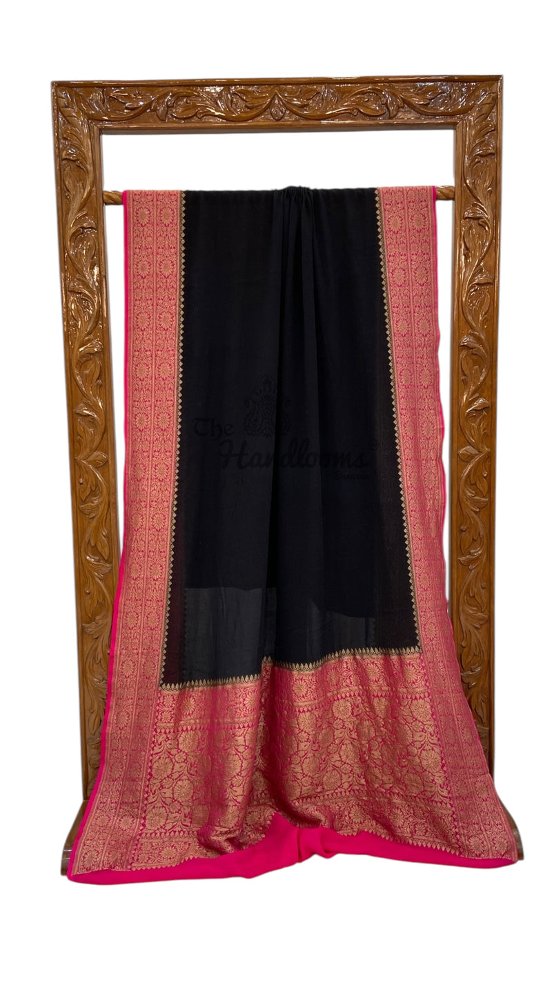 Pure Khaddi Georgette Handloom Banarasi Saree - The Handlooms
