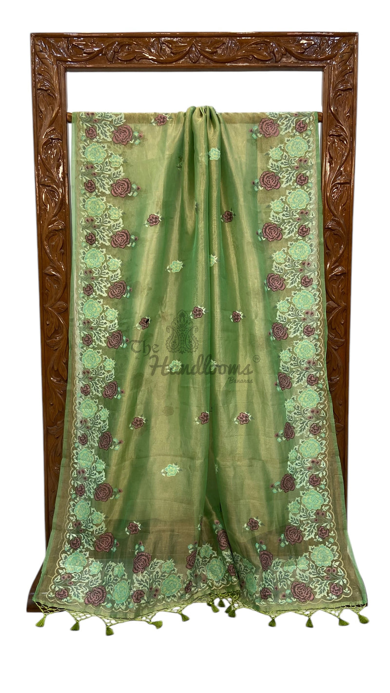 Pure Tissue Handloom Banarasi Saree With Chikankari - The Handlooms