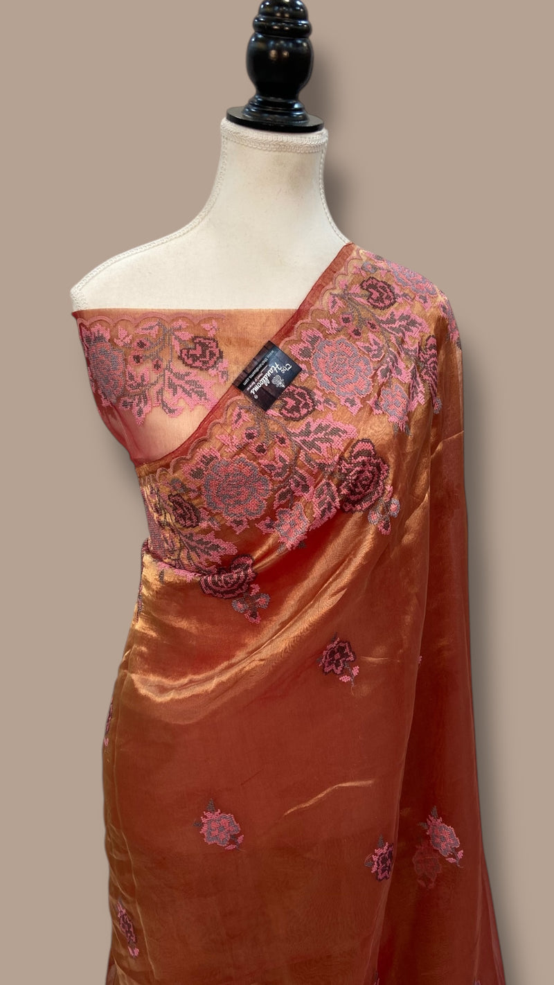 Pure Tissue Handloom Banarasi Saree with Chikankari - The Handlooms