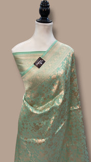 Pure Katan Silk Banarasi Handloom Saree - All Over Jaal Work - The Handlooms