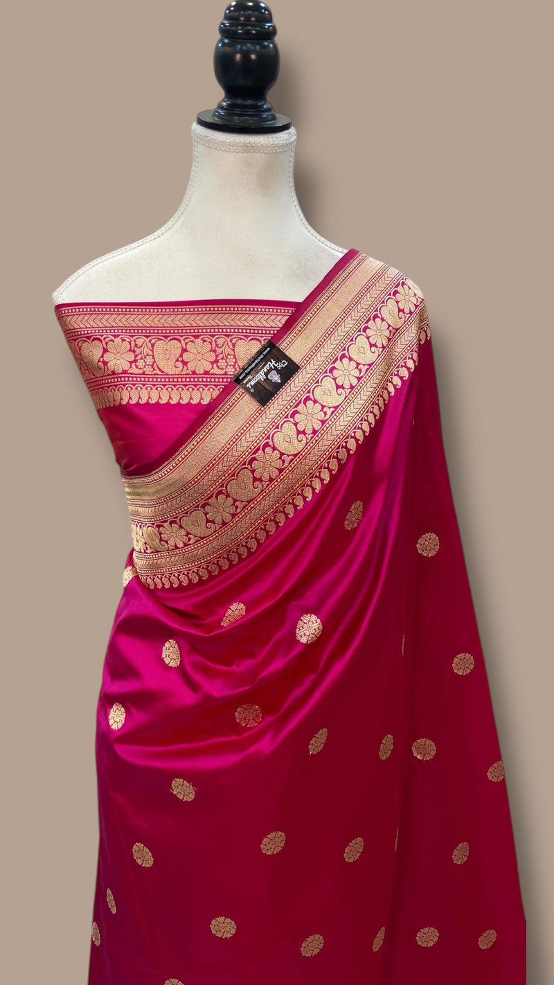 Pure Katan Silk Banarasi Handloom Saree - All over Kadua motifs With Meenakari - The Handlooms