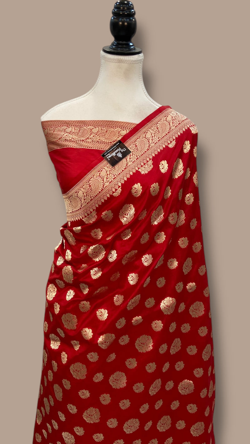 Deepika Padukone in Pure Katan Silk Banarasi Handloom Saree - All Over Motifs - The Handlooms