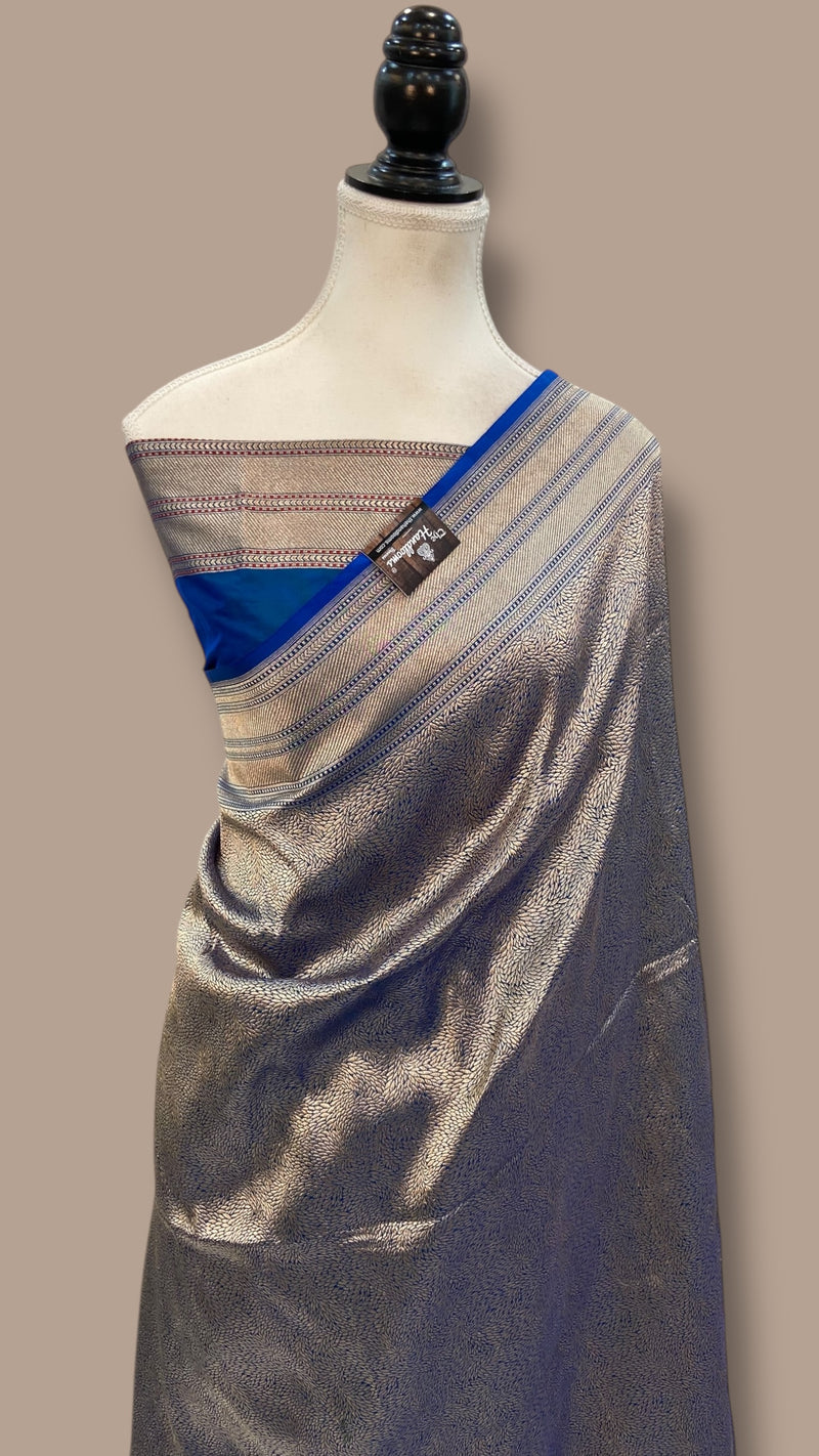 Regal Pure Katan Silk Banarasi Saree – Handwoven Tanchui Brocade - The Handlooms