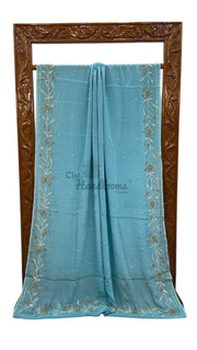 Pure Georgette Handloom Banarasi Saree with Handwork: Zardozi, Diamond Chain and Katdana - The Handlooms