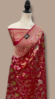 Pure Katan Silk Banarasi Handloom Saree - All Over Jaal Work With Meenakari - The Handlooms