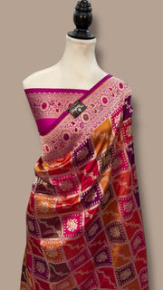 Pure Katan Silk Banarasi Handloom Saree - All over Jaal Work With Rangkart - The Handlooms