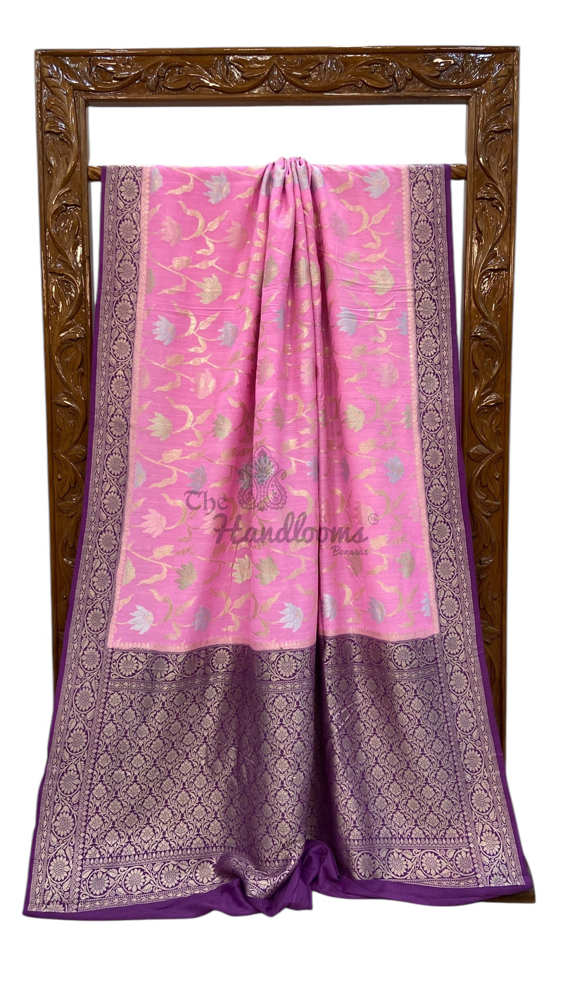Moonga Georgette Handloom Banarasi Saree - The Handlooms