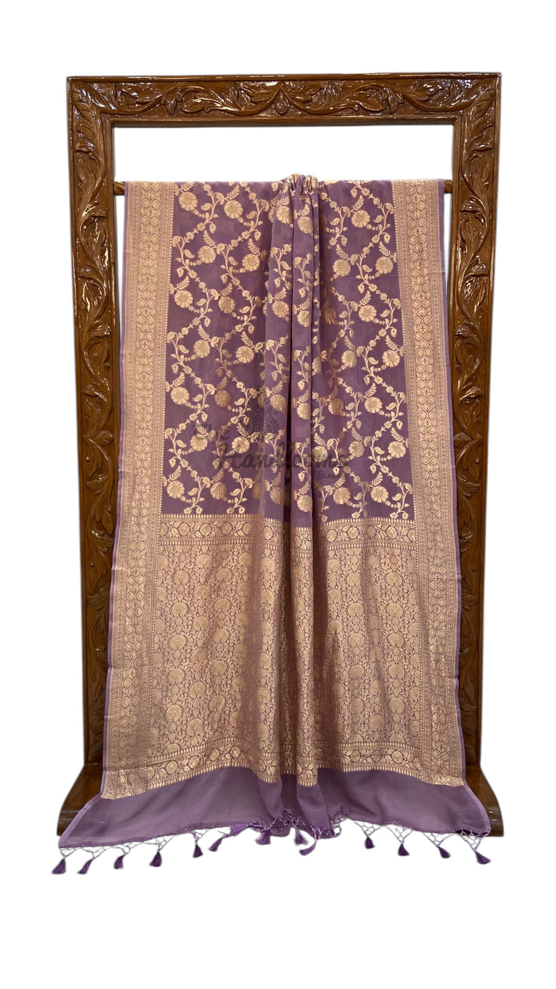 Khaddi Georgette Banarasi Saree - Gold zari - The Handlooms