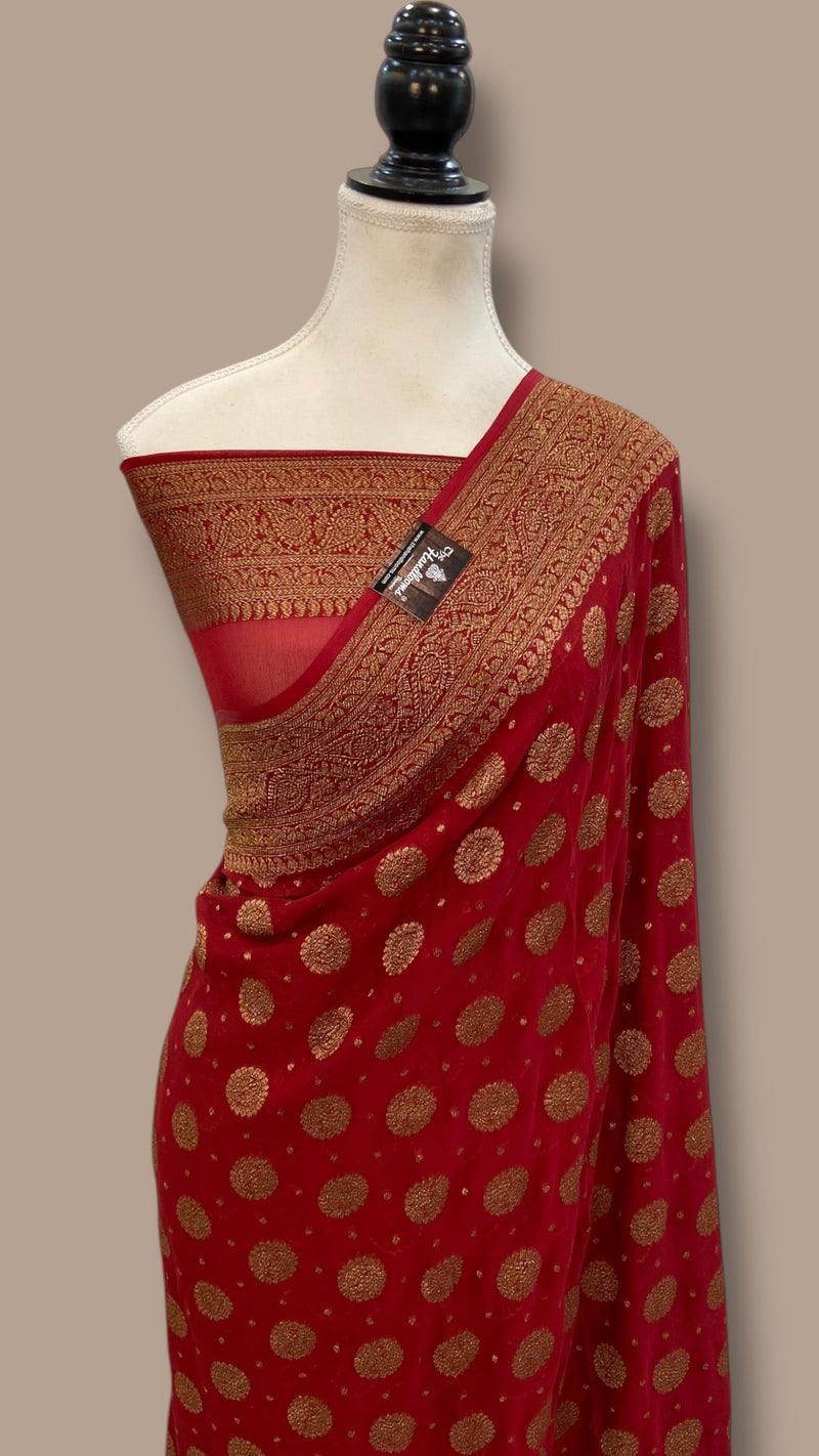 Pure Khaddi Georgette Handloom Banarasi Saree - The Handlooms