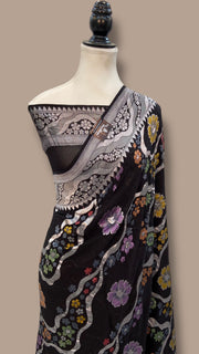 Pure Khaddi Georgette Handloom Banarasi Saree - All over Jaal Work With Meenakari - The Handlooms