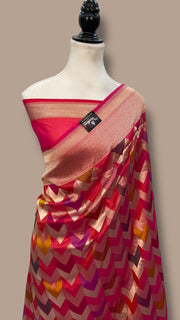 Pure Katan Silk Banarasi Handloom Saree - All over Jaal Work With Rangkart - The Handlooms