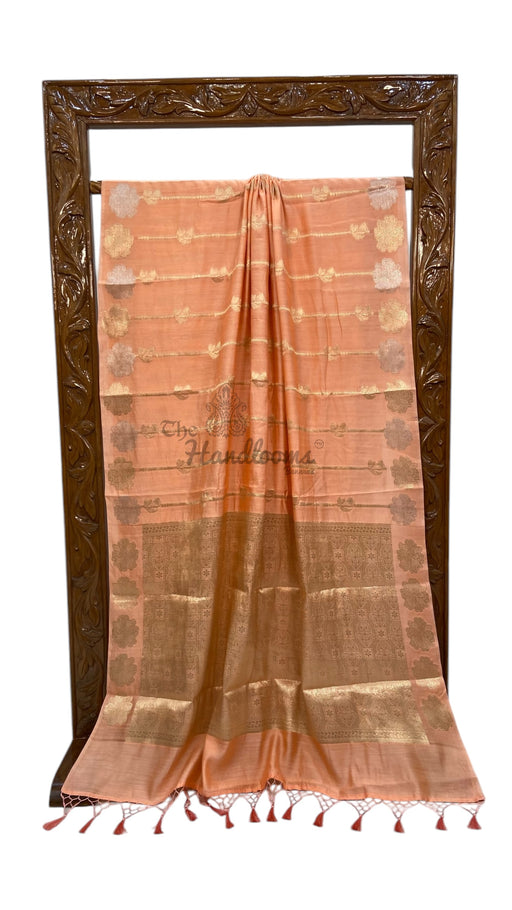 Pure Dupion Silk Banarasi Saree - Gold Zari - The Handlooms