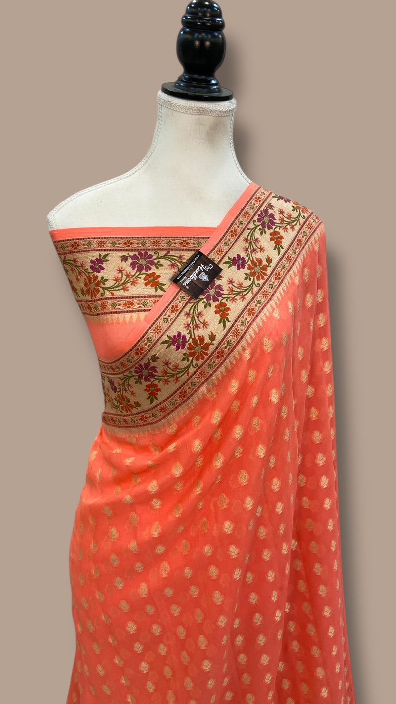 Pure Chiffon Khaddi Banarasi Saree - The Handlooms