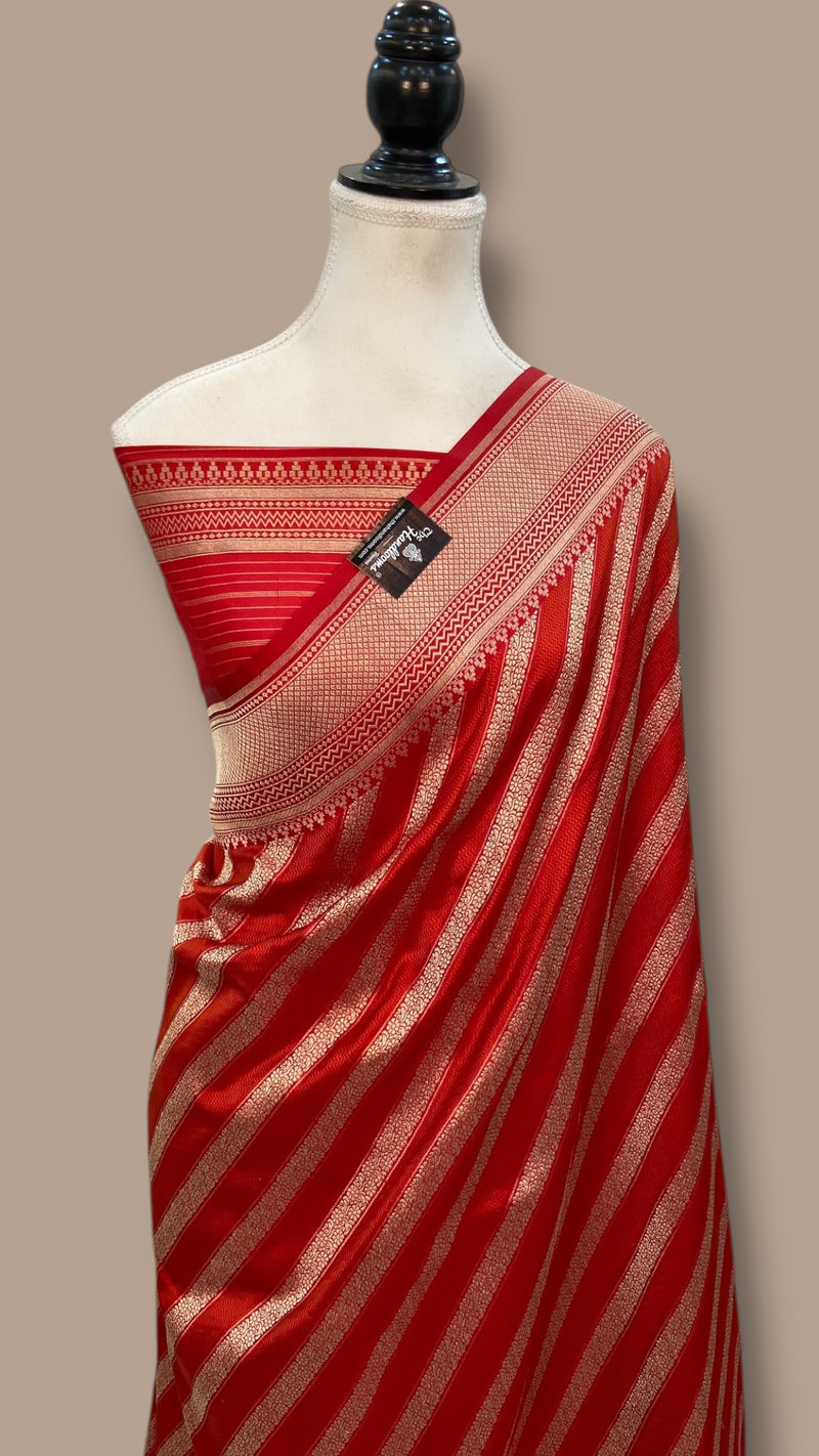 Regal Pure Katan Silk Banarasi Saree – Handwoven Tanchui Brocade - The Handlooms