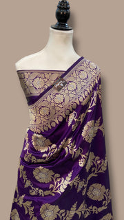 Pure Katan Silk Banarasi Handloom Saree - All over kadiyal Jaal work - The Handlooms
